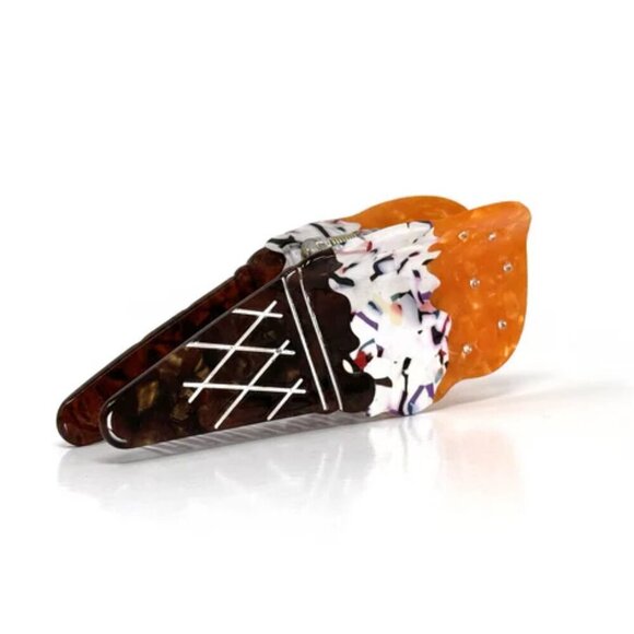 NWT Double Scoop Chocolate Ice Cream Cone Hair Claw Clip - Picture 3 of 5